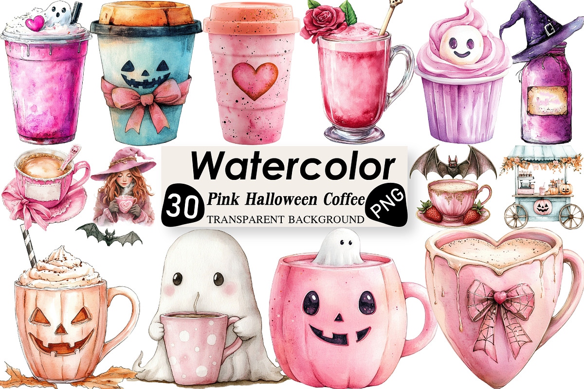Pink Coquette Halloween Coffee, an Illustration by Black Bird Studio (Photo 1 of 6)