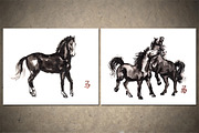 Horses Sumi-e, an Animal Illustration by StabuLaRasa illustration (Thumbnail 11 of 21)