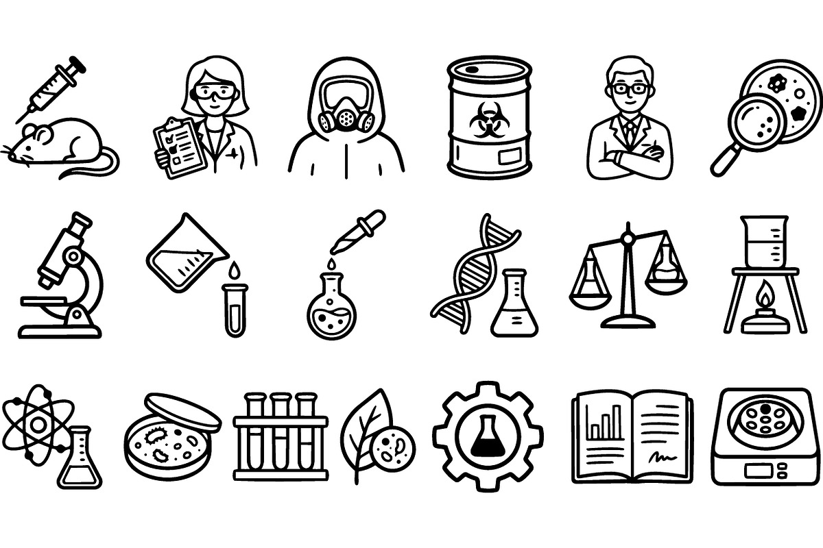 Science Lab Icon Set SVG, an Illustration by designvectx (Photo 2 of 3)