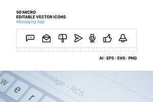 50 Messaging App Micro Icons, an Outline Icon by Side Project