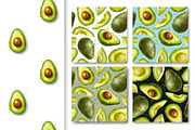 Avocado Watercolor Collection., a Decorative Illustration by VetaDesign (Thumbnail 5 of 8)