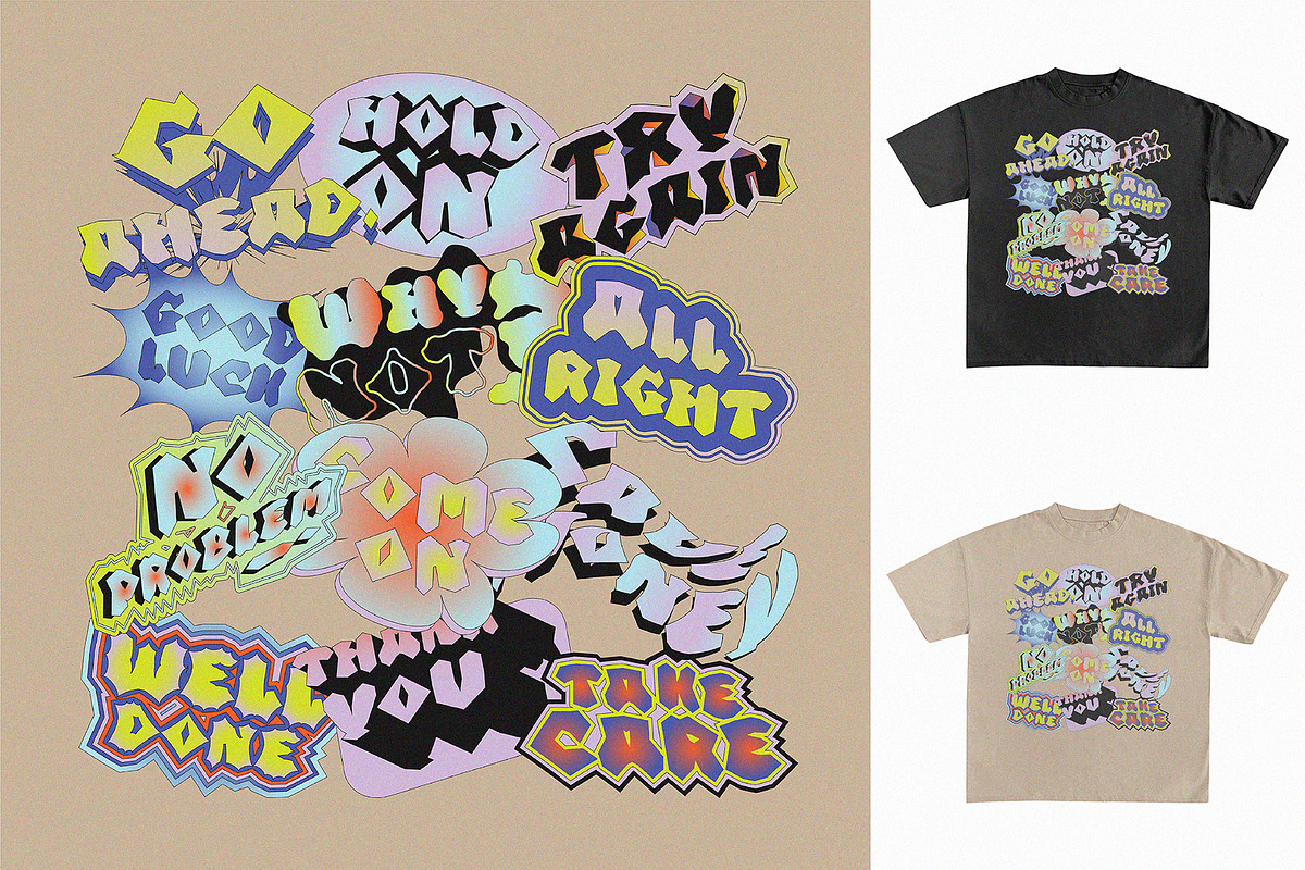 Retro Typography Sticker Pack Vol.1, a Graphic by 159room.studio