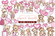 Valentine's Day Teddy Bear Balloons, an Illustration by DreamArtGraphic (Thumbnail 1 of 4)