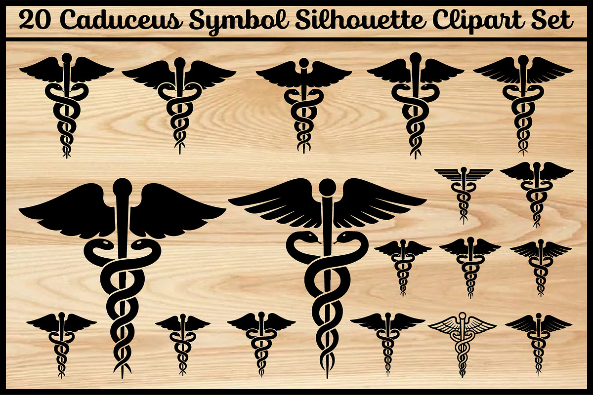 20 Caduceus Symbol Silhouette Set, an Illustration by hafijul (Photo 1 of 4)