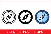 Stylized Compass Vector Icon Set, a Solid Icon by Artonix (Thumbnail 1 of 2)