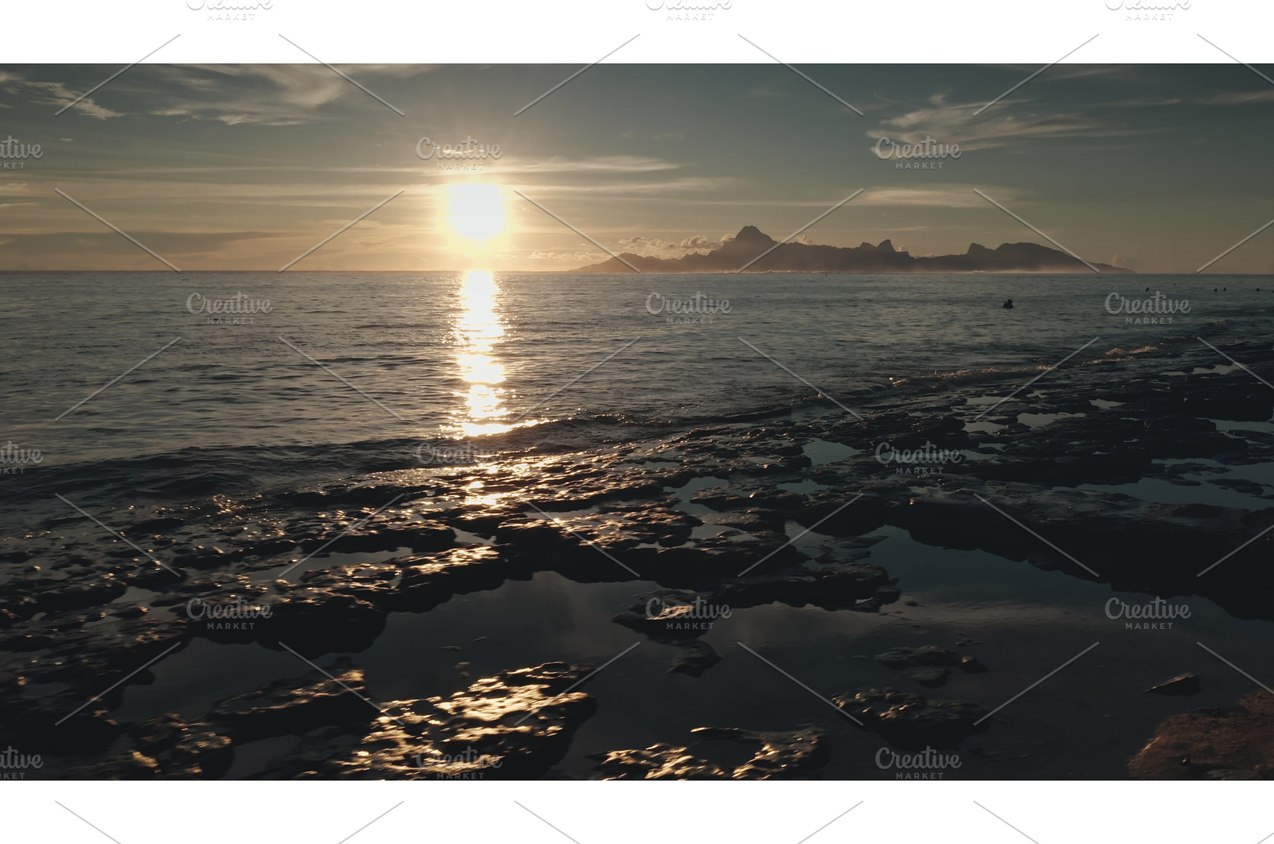 Golden sunset reflecting on wet, a Nature Photo by Goinyk