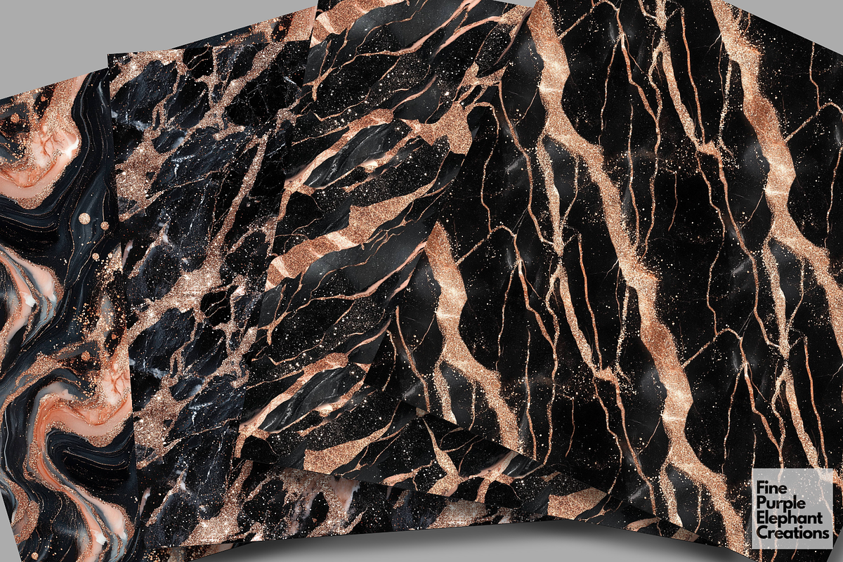 Black Rose Gold Marble Texture, a Pattern Graphic by Fine Purple Elephant (Photo 4 of 5)