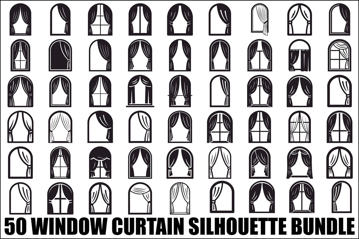 Window Curtain Silhouette Bundle, an Illustration by Creativeshirt (Photo 1 of 51)