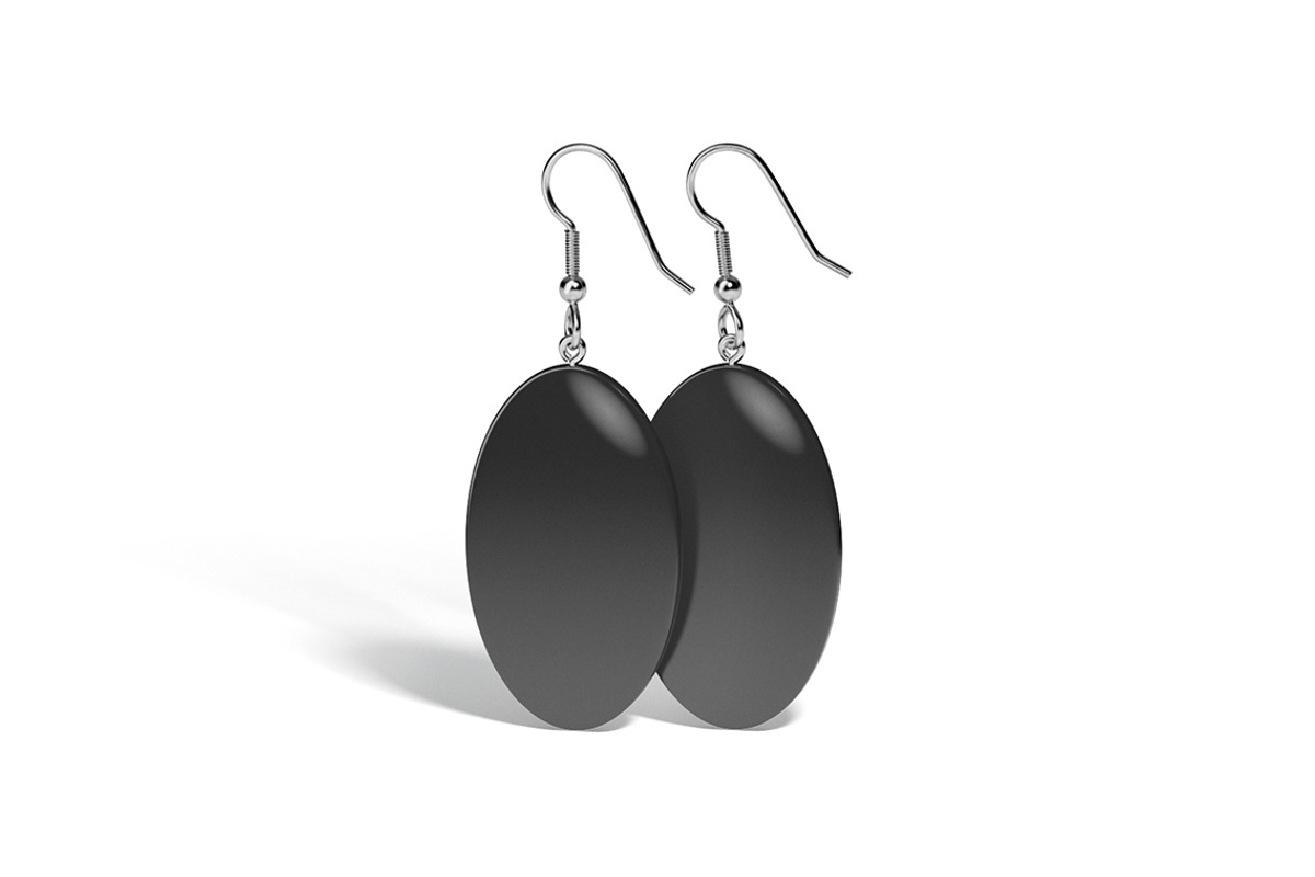 Black Oval Earring Jewelry 3D Model, an Object 3D Model by rebrandy (Photo 3 of 9)