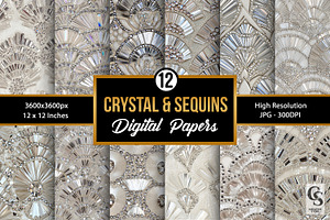 White Crystal & Sequin Digital Paper, a Pattern Graphic by Creative Store