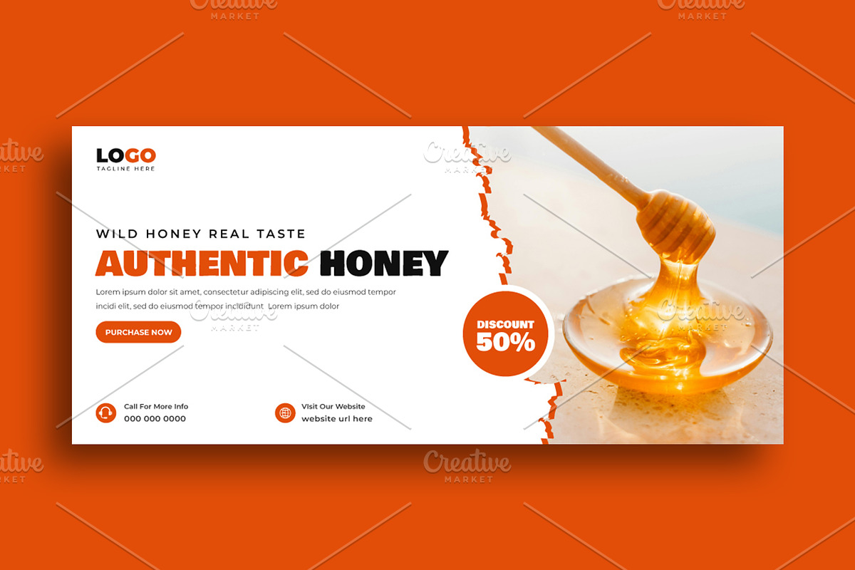 Organic Honey Social Media banner, a Social Media Template by nandinigraphics (Photo 2 of 3)
