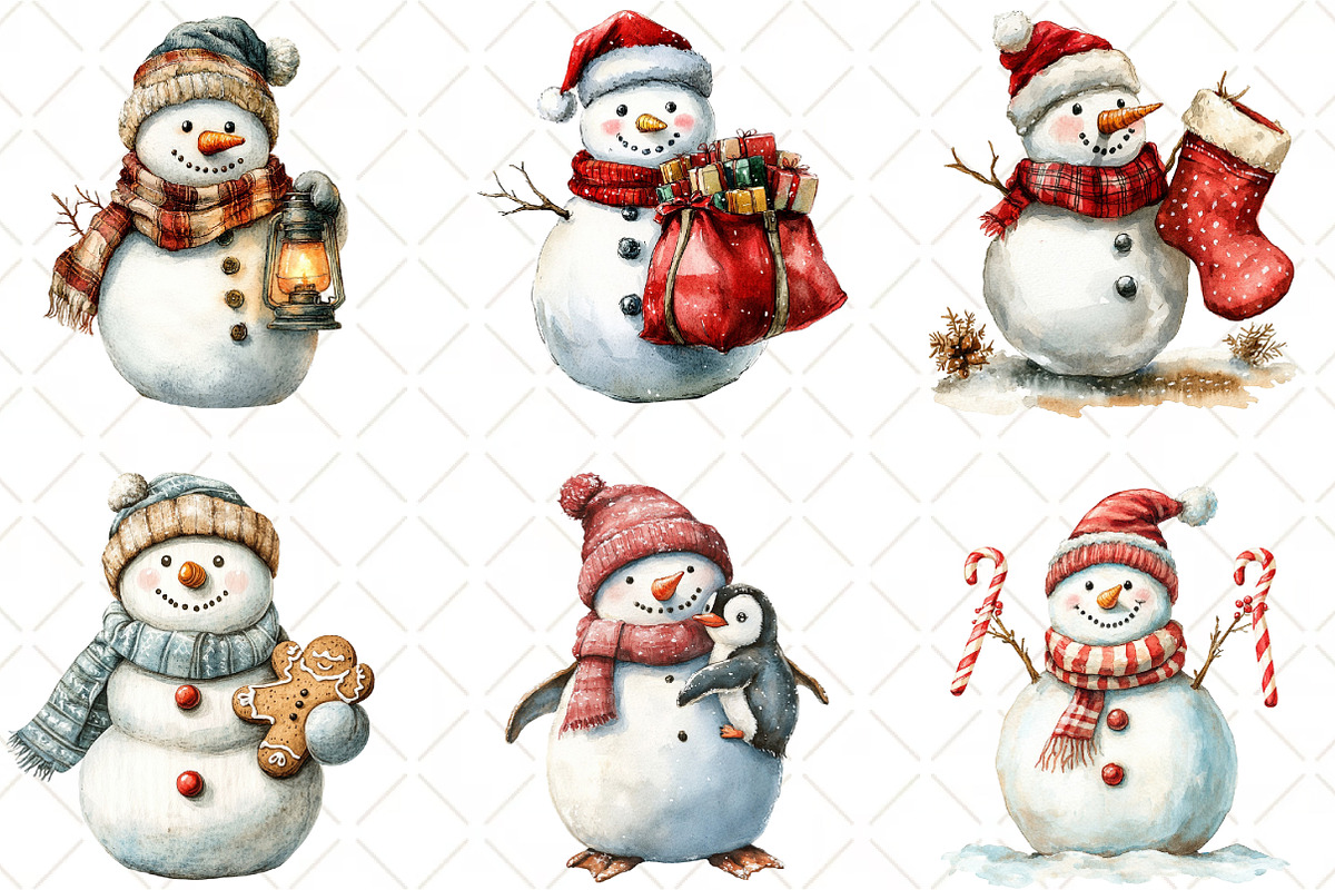 Christmas Snowman Clipart, an Illustration by Black Bird Studio (Photo 5 of 6)