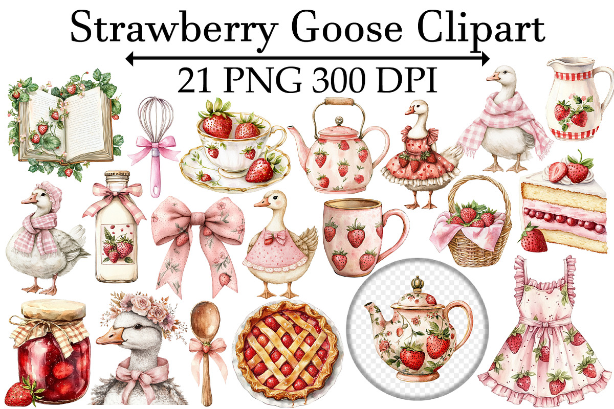 Strawberry Goose Clipart, an Illustration by Design Market (Photo 1 of 4)