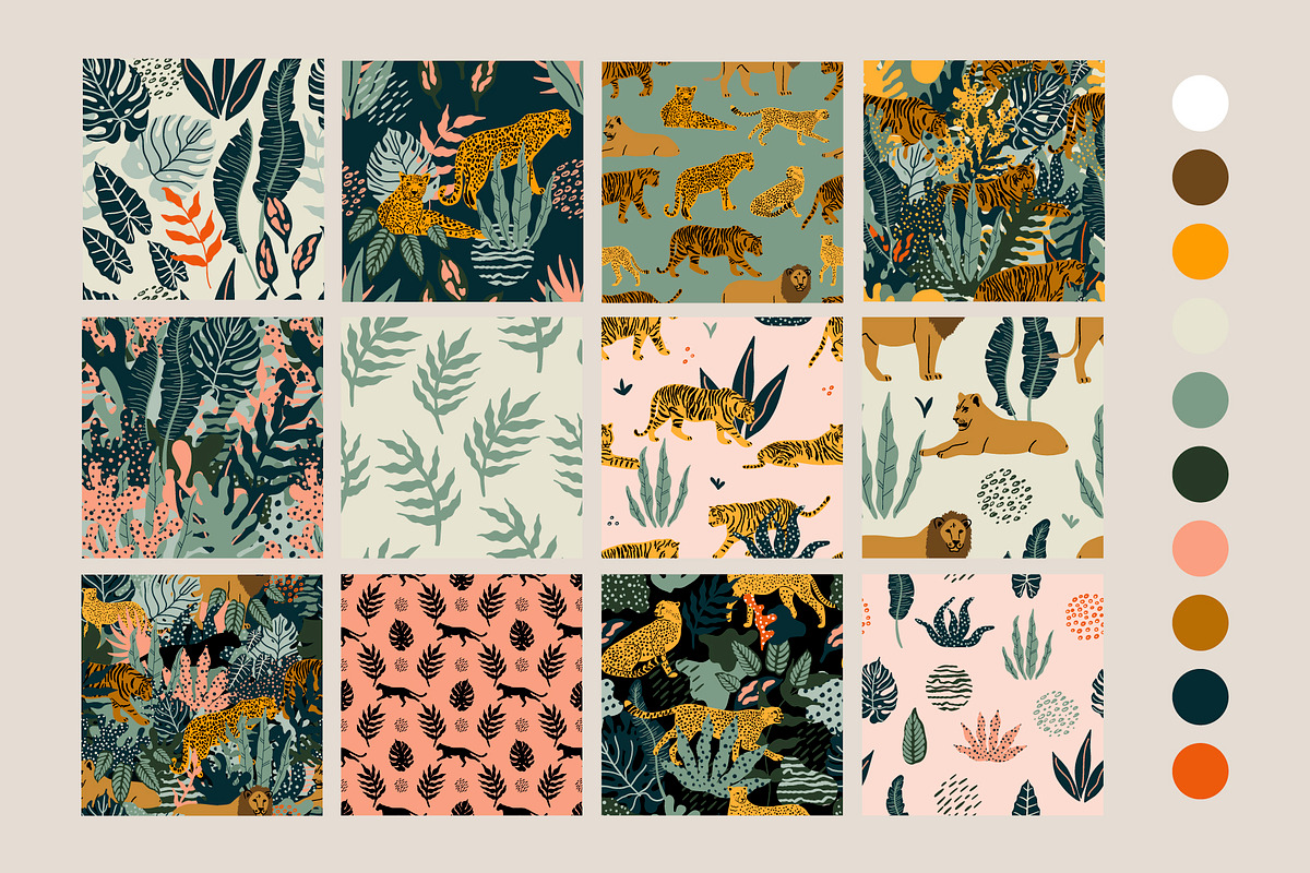 Wild cats. Jungle & tropical set., an Animal Illustration by Alona Savchuk (Photo 10 of 15)