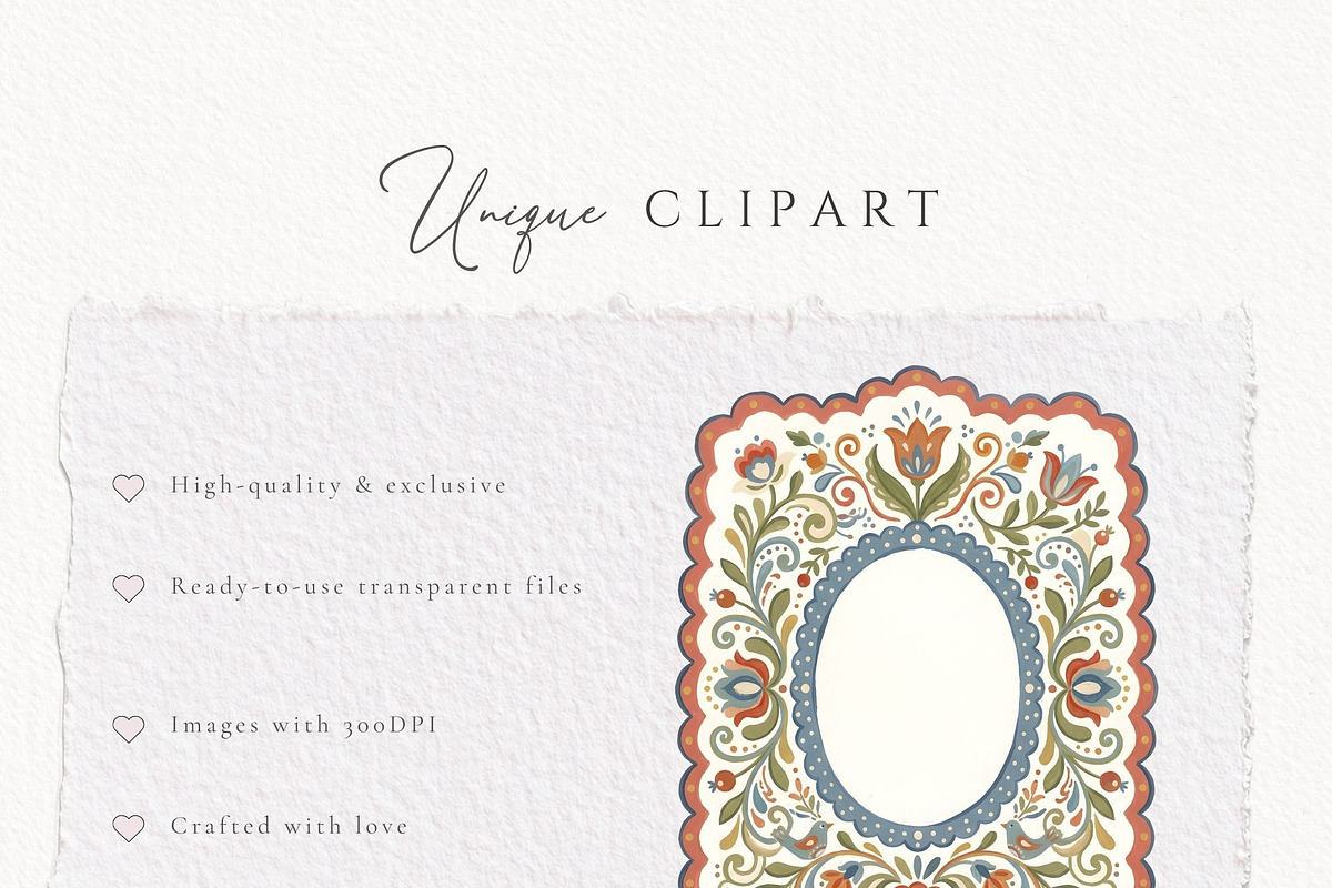 Folk Art Frames, Nordic Floral Frame, an Object Graphic by Invite to Clipart (Photo 8 of 8)
