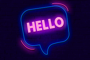 Hello Neon Sign PSD Editable Text Ef