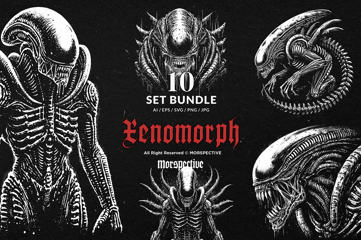 10 Bundle Dark Art Xenomorph Alien, an Illustration by Morspective (Photo 1 of 7)