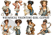 Whimsical Valentine Girl Clipart, an Illustration by OK Design (Thumbnail 2 of 6)