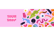 Sweet jellies, gummy candies set, a Food Illustration by PaperTrident (Thumbnail 3 of 7)