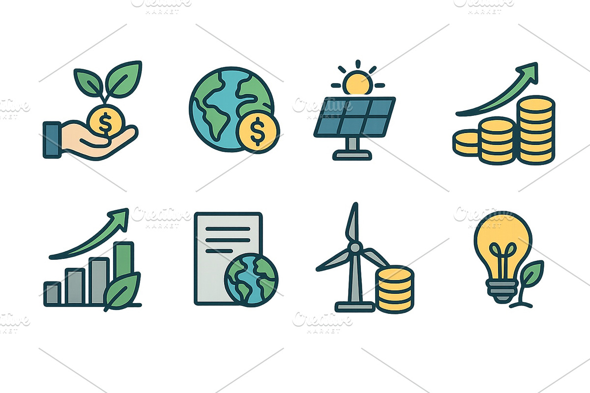 Icons representing finance, an Illustration by ZinetroN