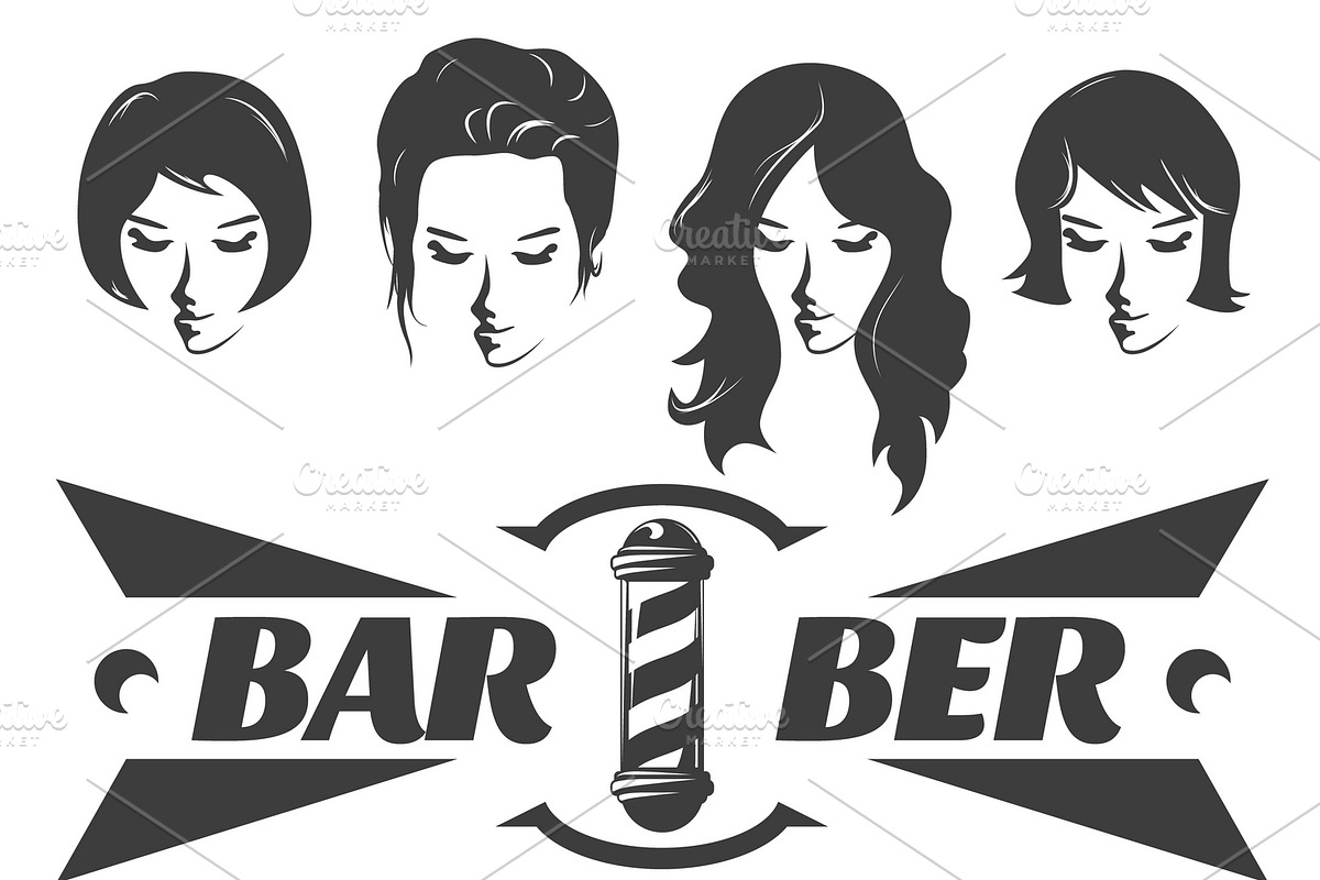 Male And Female Hairstyles Icons, an Icon by Alexander Belenkiy