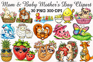 Mom & Baby Mother's Day Clipart PNG, an Illustration by RobertsArt