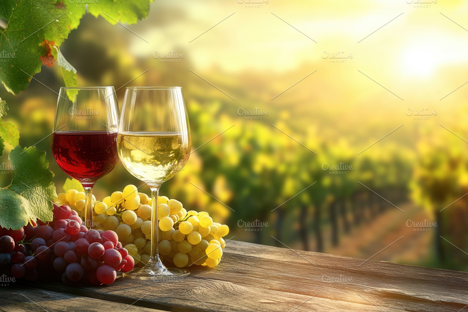 Glasses of red and white wine, a Photo by Pavel_design