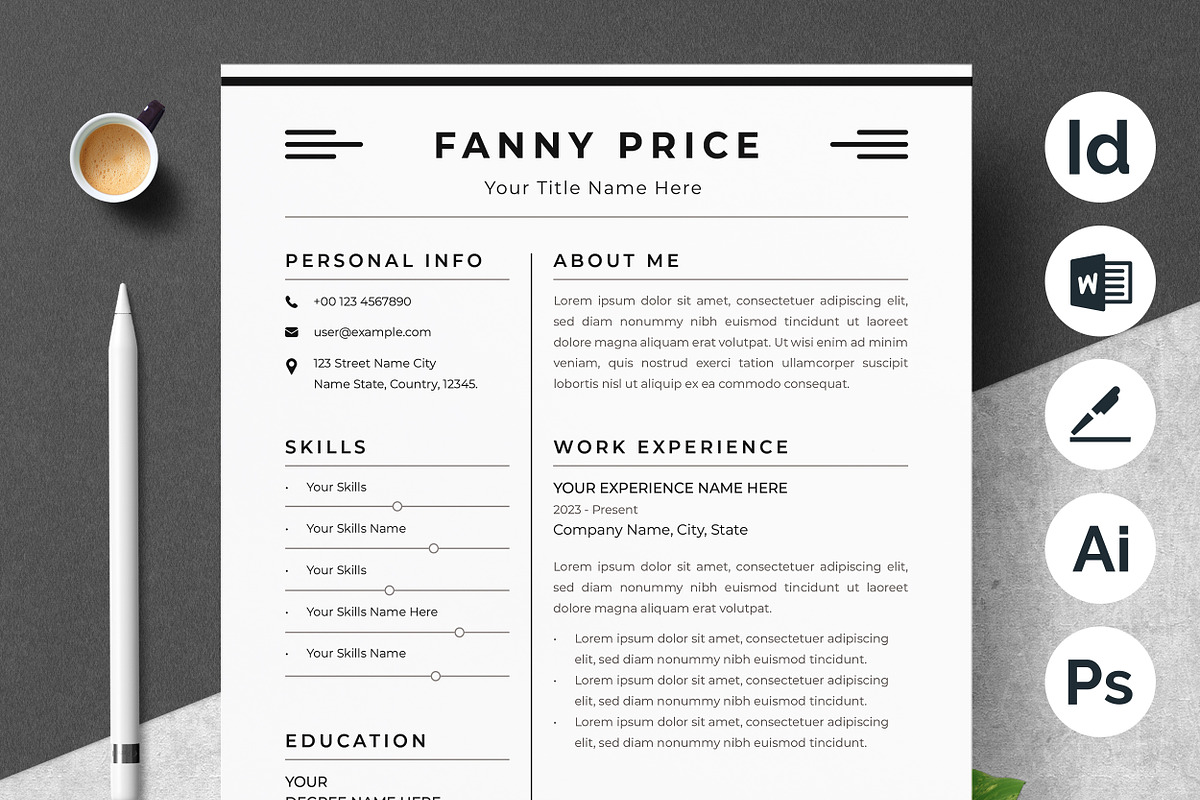Sleek & Simple CV Layout, a Resume Template by ResumeInventor (Photo 1 of 7)