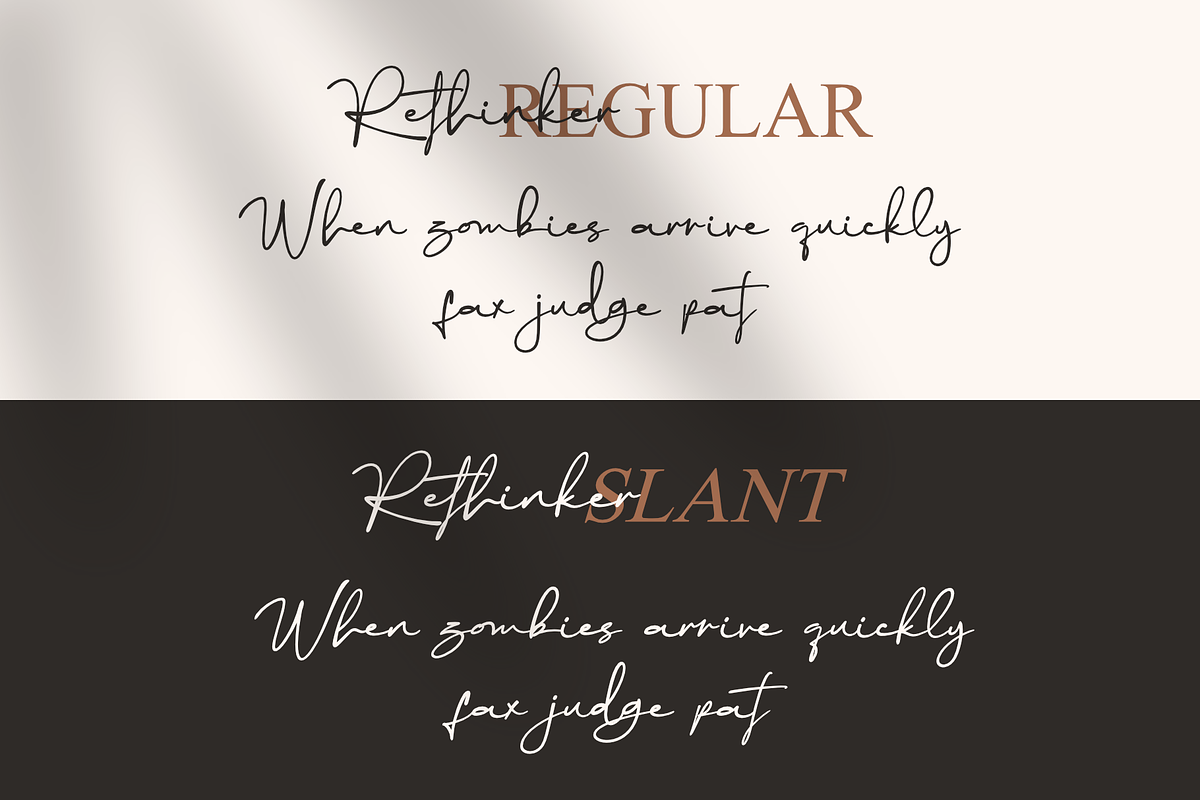 Rethinker - Stylish Signature, a Script Font by Dumadistyle (Photo 2 of 9)