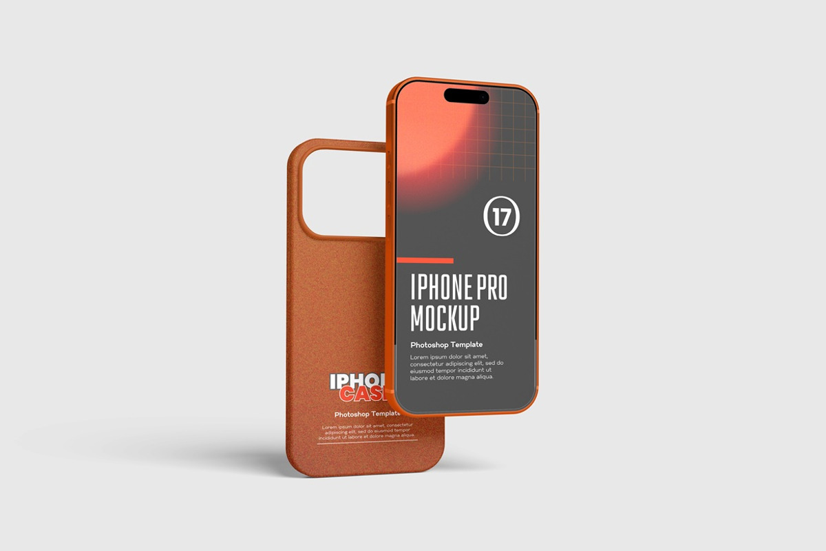 Phone 17 Pro and Case Mockup, an iPhone Mockup by GraphicWindow (Photo 3 of 6)