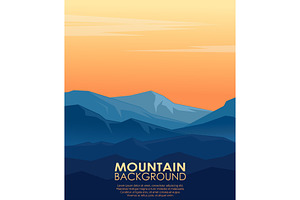 Vector Landscape with Blue Muntains