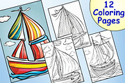 Printable Toy Boat Coloring Pages, an Illustration by Catchy Ideaz (Thumbnail 1 of 3)