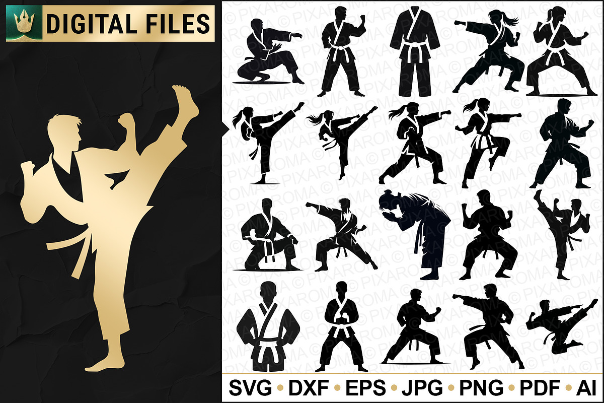100 Self Defense and Martial Art SVG, a Person Illustration by pixaroma (Photo 4 of 6)