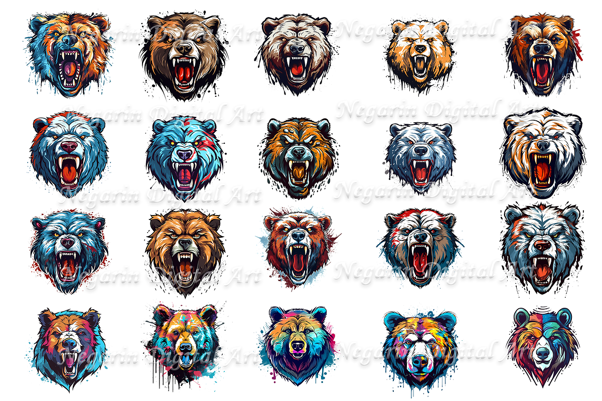 Watercolor Bear Logo Style, an Object Graphic by Negarin Digital Art (Photo 3 of 9)