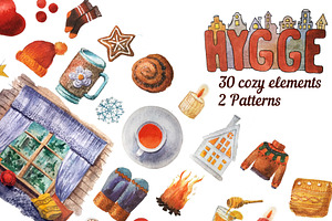 Hygge. Set of cozy elements.