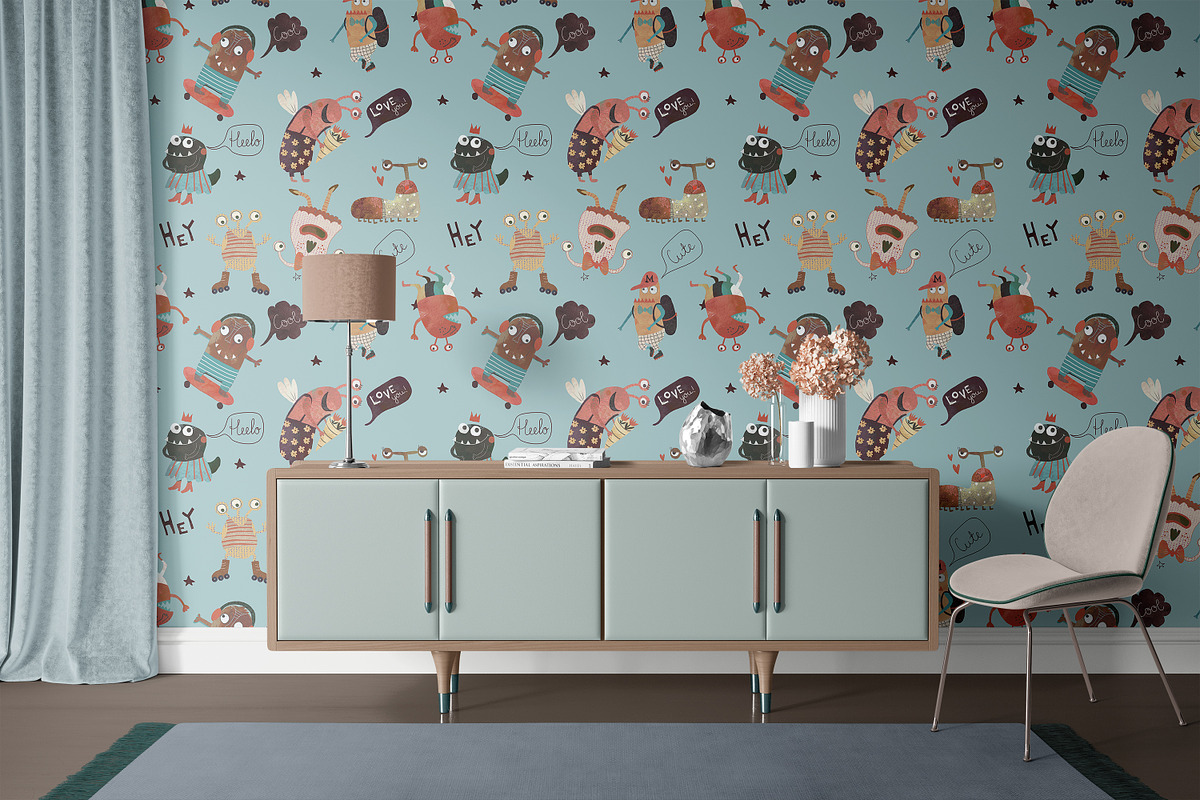 Cute Monsters collection, a Pattern Graphic by watercolor kamill (Photo 4 of 10)