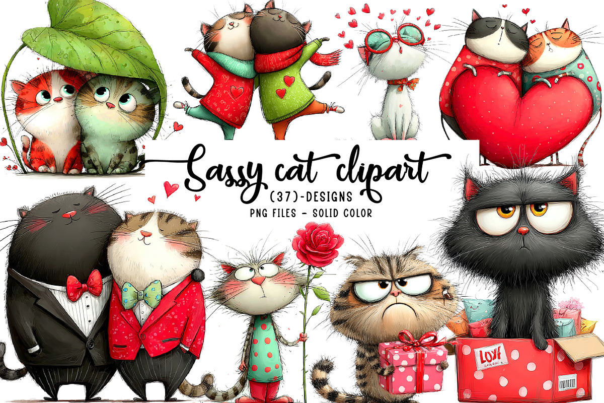 Sassy cat couple png clipart, an Illustration by CreationArt (Photo 1 of 7)
