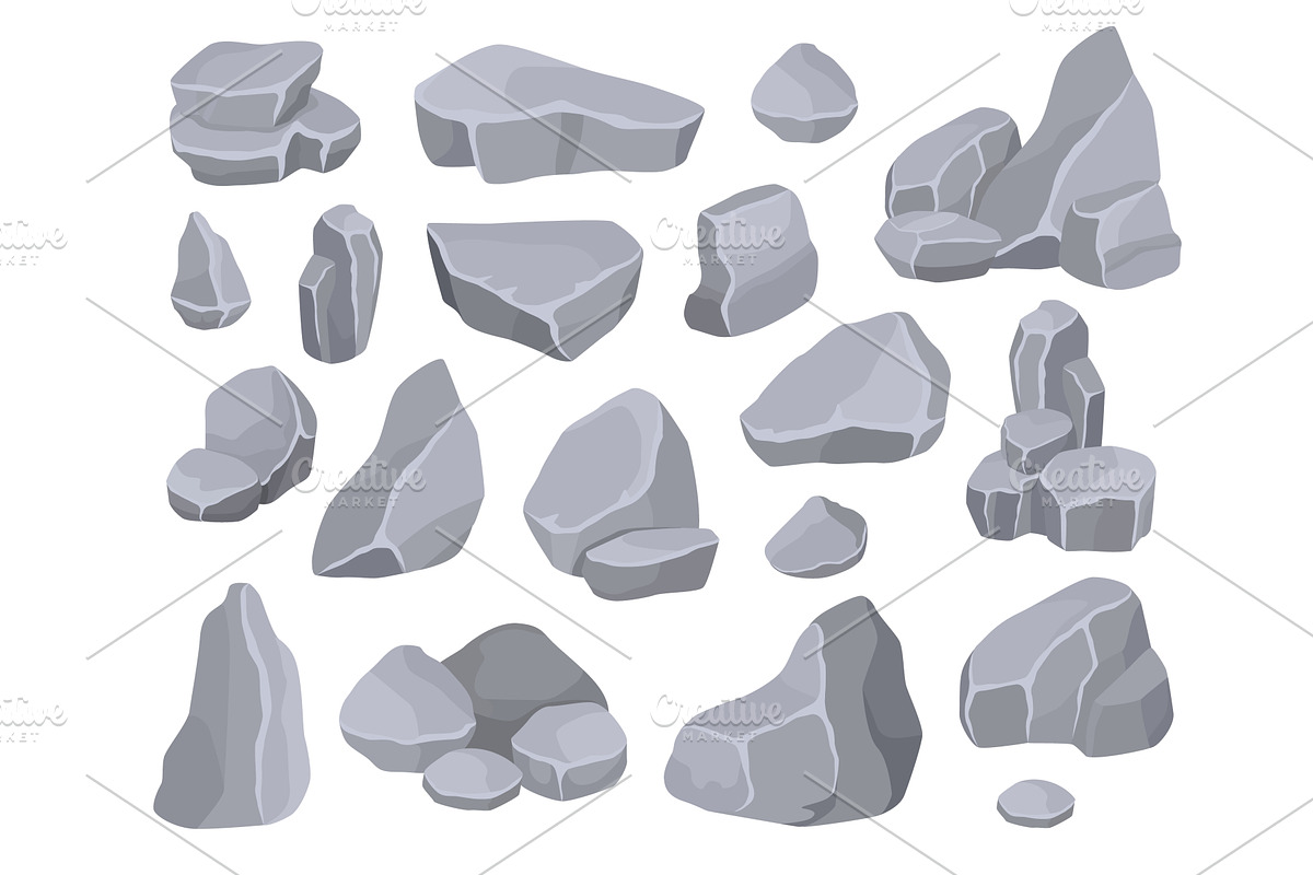 Cartoon grey rock stones rubbles, an Object Graphic by Frogella ...