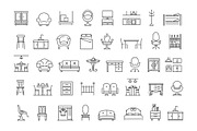 Set of outline furniture icons, an Object Illustration by Tettygreen (Thumbnail 3 of 3)