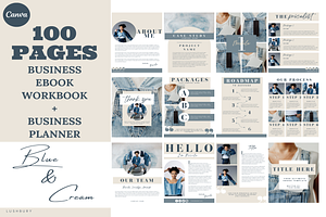 100 Blue Cream Ebook Template Canva