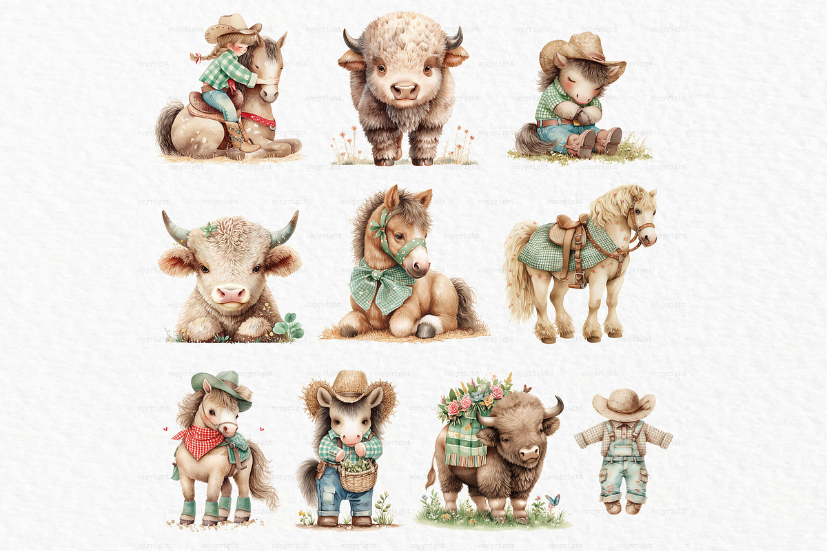 Cowgirl watercolor clipart, a Person Illustration by MyLittleMeow (Photo 3 of 7)