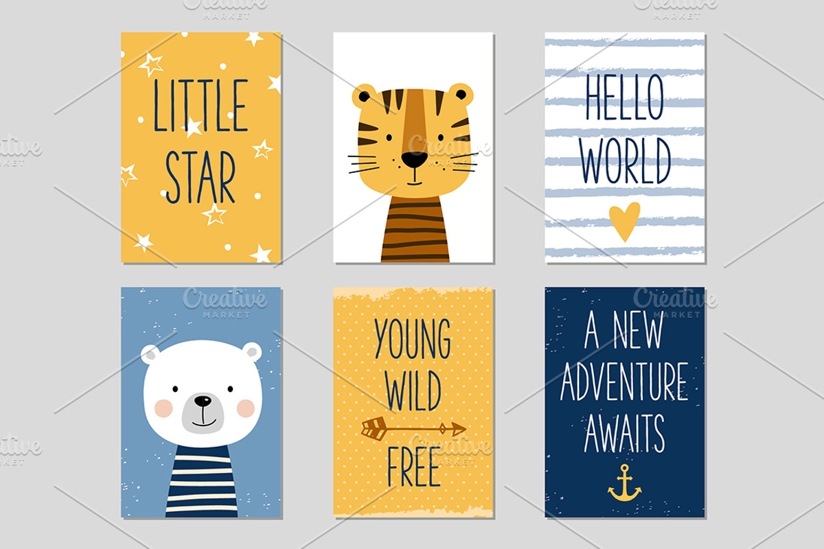 Baby posters and cards with animals, an Animal Illustration by Paper Cards (Photo 1 of 5)