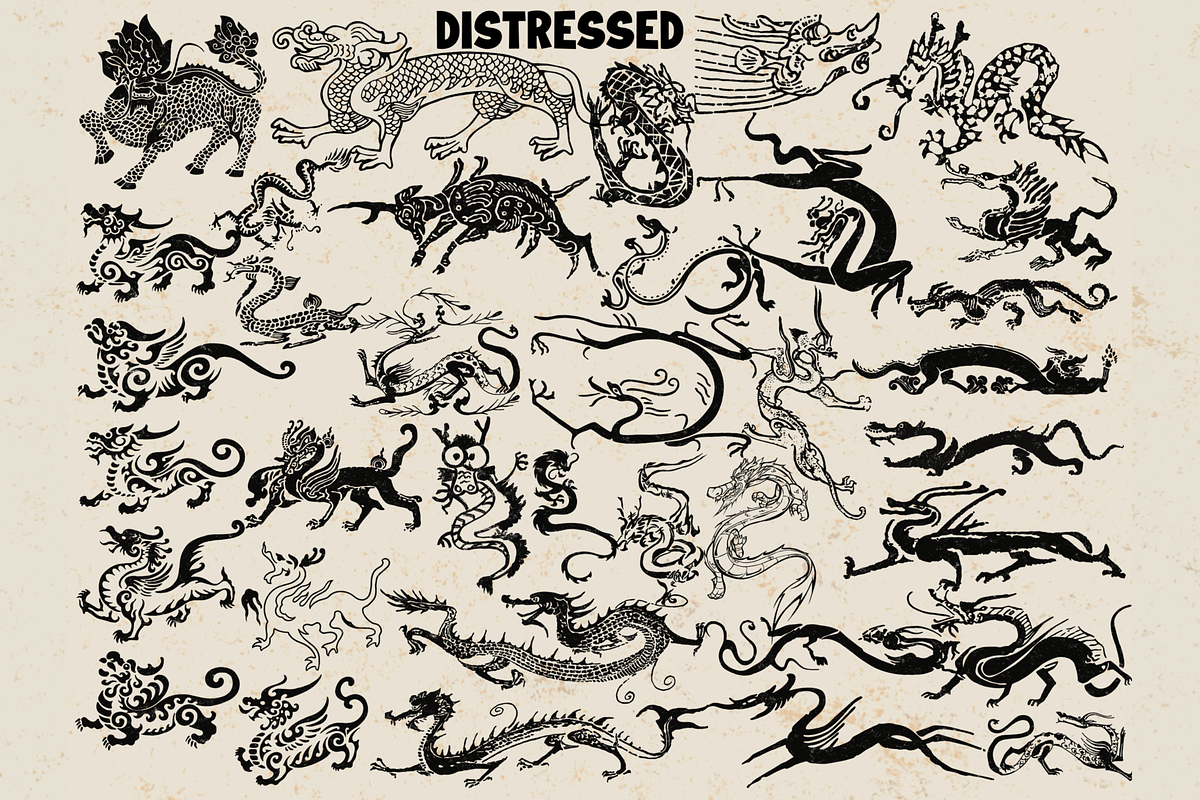 Dragon stamps for Procreate, a Brush Add-On by TheWhiteCatLab (Photo 7 of 9)