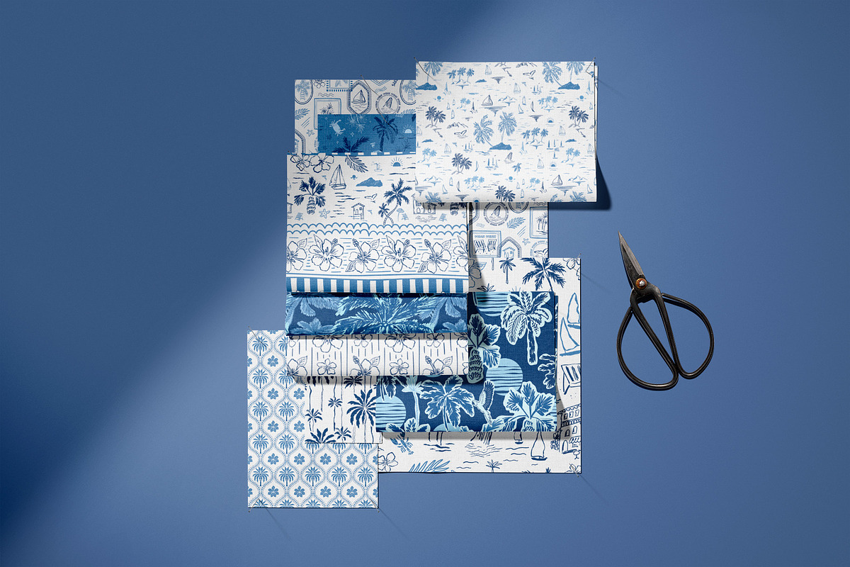 Blue tropical summer beach patterns, a Pattern Graphic by Tani Kuzminka (Photo 19 of 22)