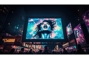 vibrant billboard light ai generated, a Background Photo by pikepicture