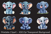 Baby Elephant with Emotion Clipart B, an Illustration by RobertsArt (Thumbnail 5 of 7)