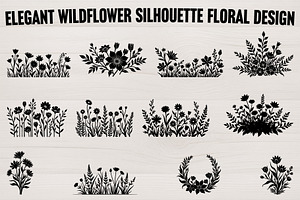 Wildflower Meadow Silhouette Floral, an Illustration by jahid234