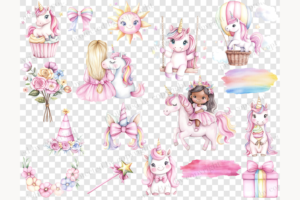Rainbow Unicorn Clipart, an Animal Illustration by GlamArtZhanna (Photo 6 of 6)
