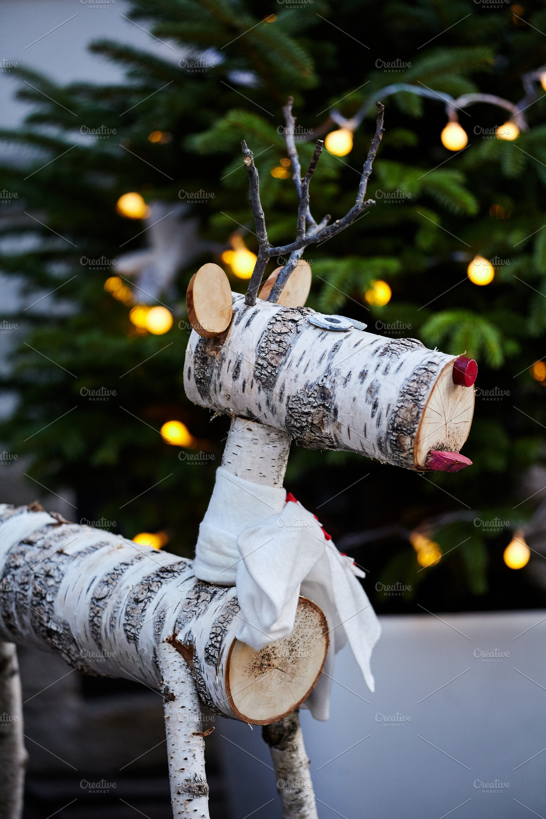 Birch Decorative Reindeer. Outdoor christmas decorations, a Background Photo by Rohan Photography