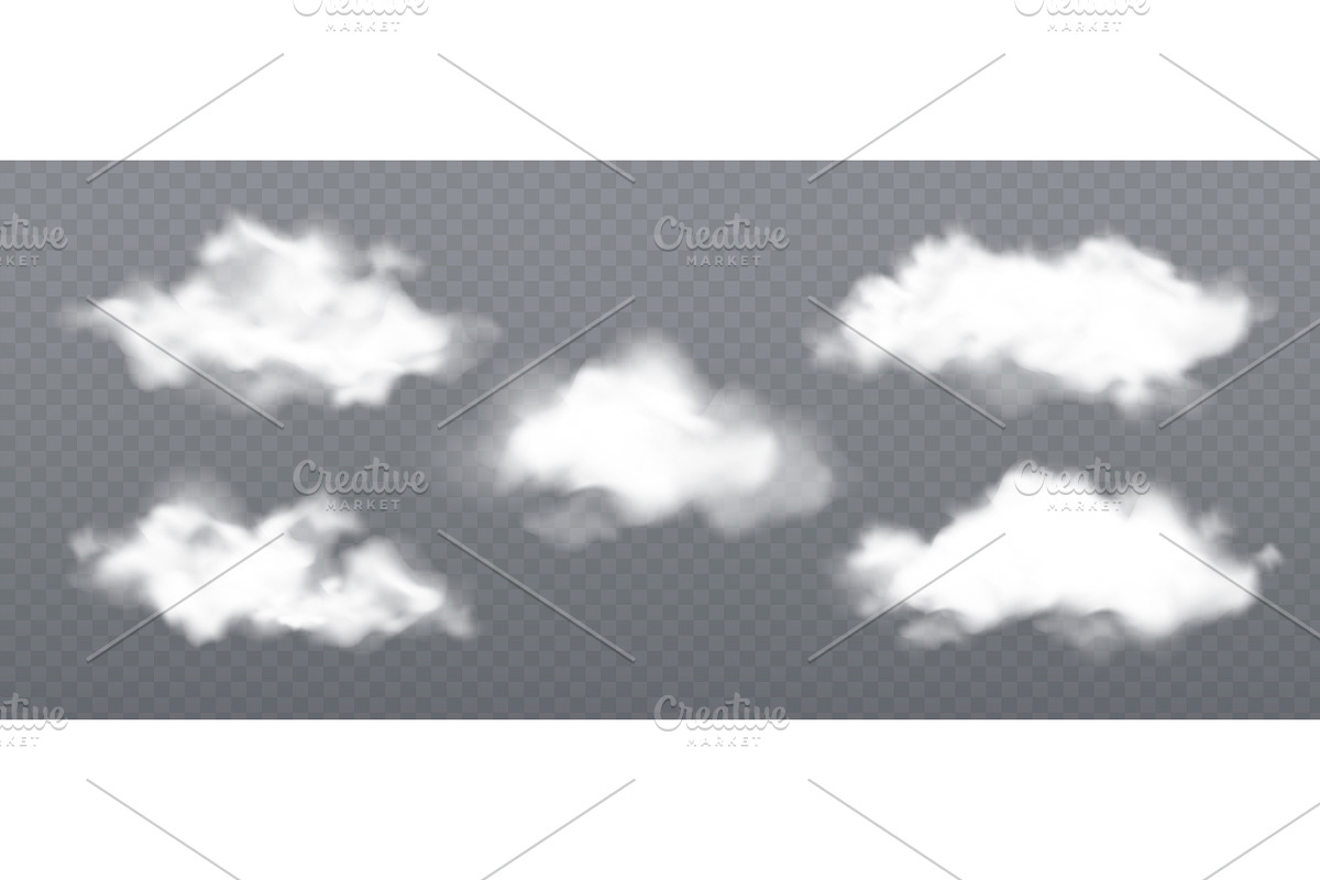 Fluffy cloud elements with, an Illustration by art PVP - market